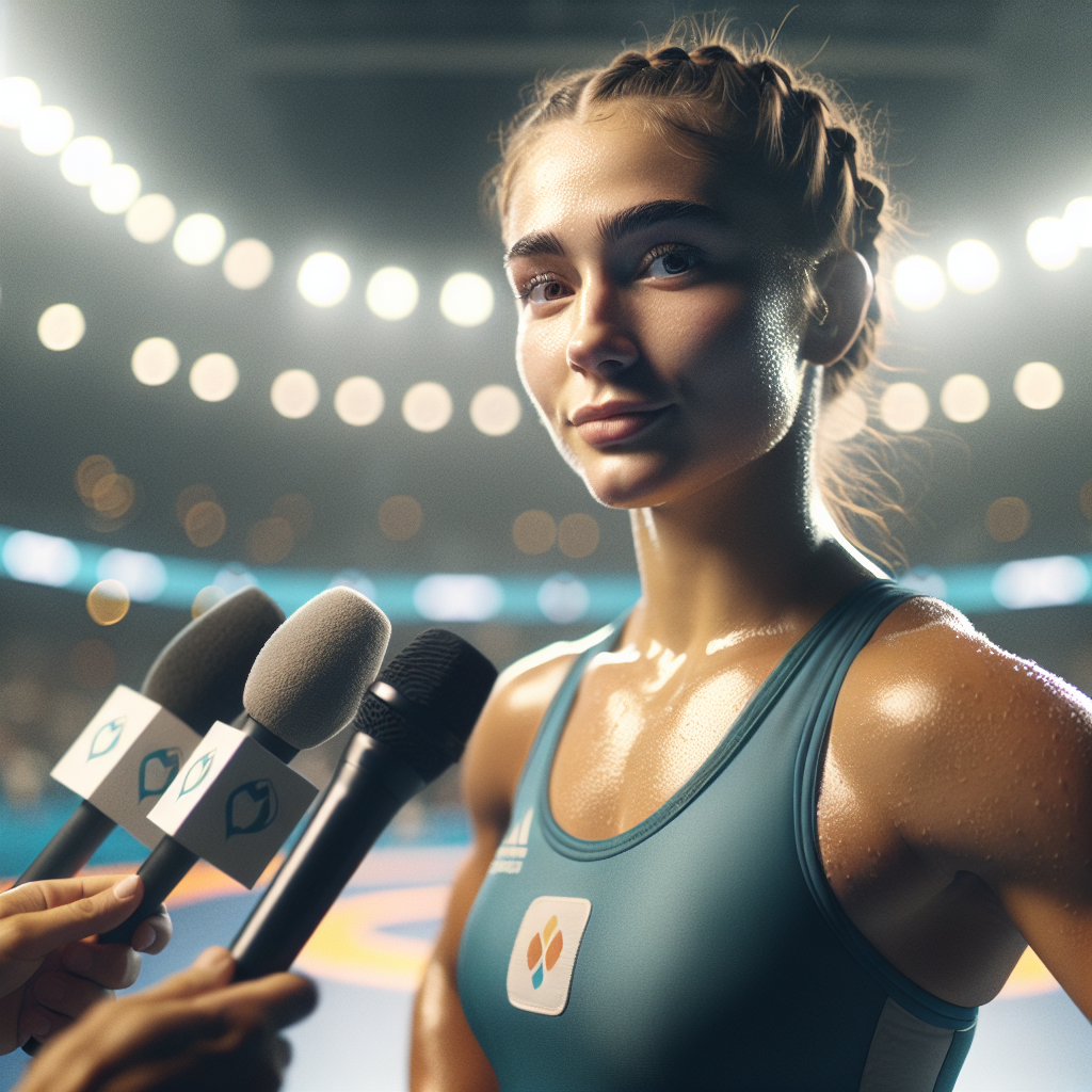 Lyubov Kovalchuk speaks Kazakh after Islamiade 2025 57 kg wrestling victory.